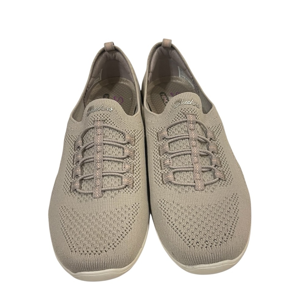 Skechers Newbury Street Every Angle Beige Knit Slip-On Sneakers Shoes - Picture 2 of 7